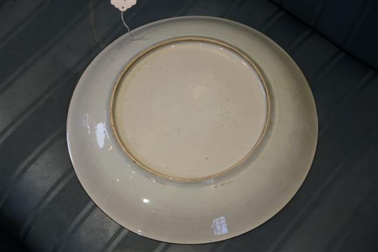 A Chinese famille verte dish, Kangxi period, 35cm, slight wear